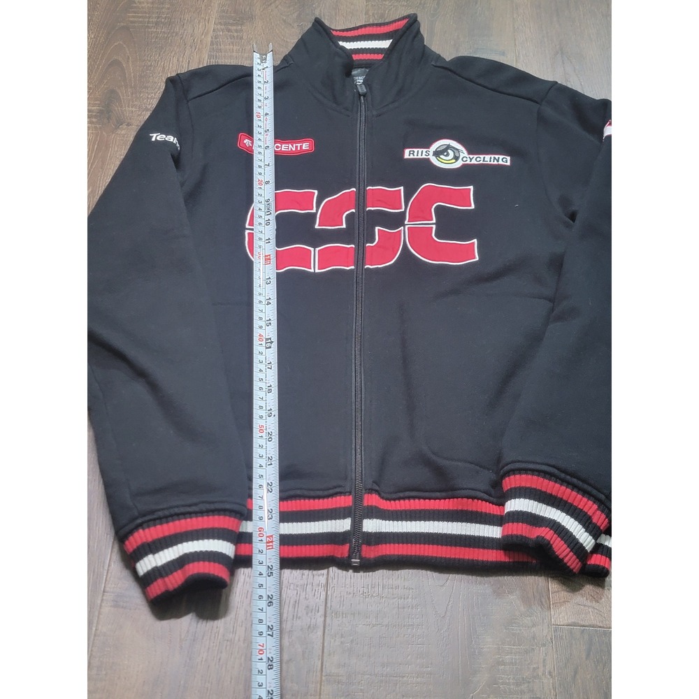 Descente Team CSC Cycling Track Jacket Mens Small Black‎ Full Zip Riis Cycling